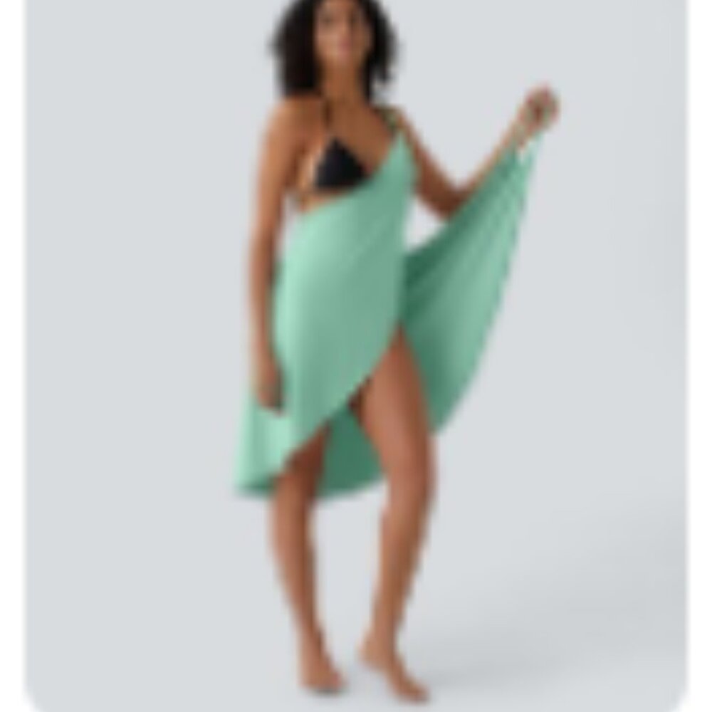 Spaghetti Strap Crossover Backless Cover Up Wrap Cool Touch Resort Dress
